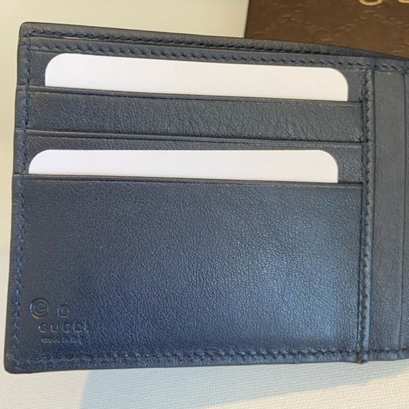 Men's Wallet: New Navy Blue Micro Leather 100% - Picture 2 of 8